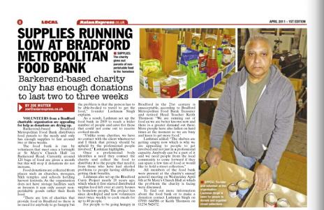 Bradford Metropolitan Food Bank runs low on supplies